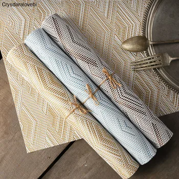 

4PCS/Lot PVC Table Napkin Tableware Mats Pads Kitchen Table Mats Decorative PVC Placemats for Dining Table Heat Insulation