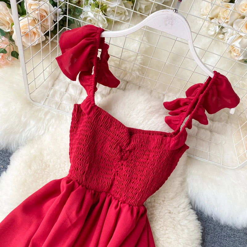 Neploe Dress Women Fashion Square Collar Spaghetti Strap Ladies Vestidos Summer 2020 Elegant Slim Waist Female Dresses 1C916