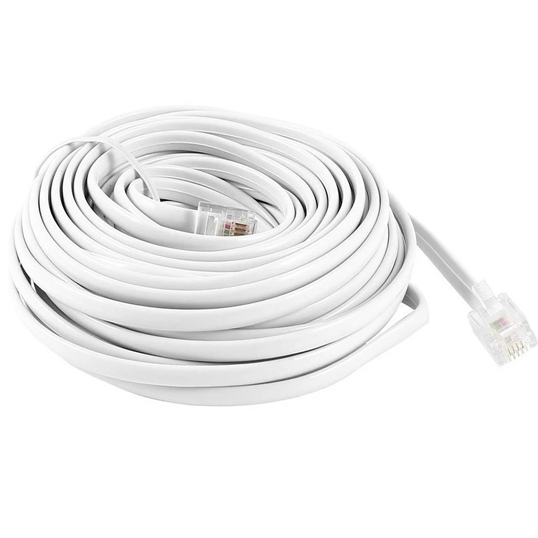 Cable de extensión de teléfono Modular, Cable de cobre puro para módem de teléfono fijo, fax, POS, ADSL, 10 metros, RJ11, 6P4C