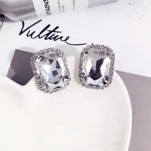 Новые большие хрустальные квадратные большие каменные серьги-гвоздики для женщин серебро большие панковские серьги букле D'oreille Femme