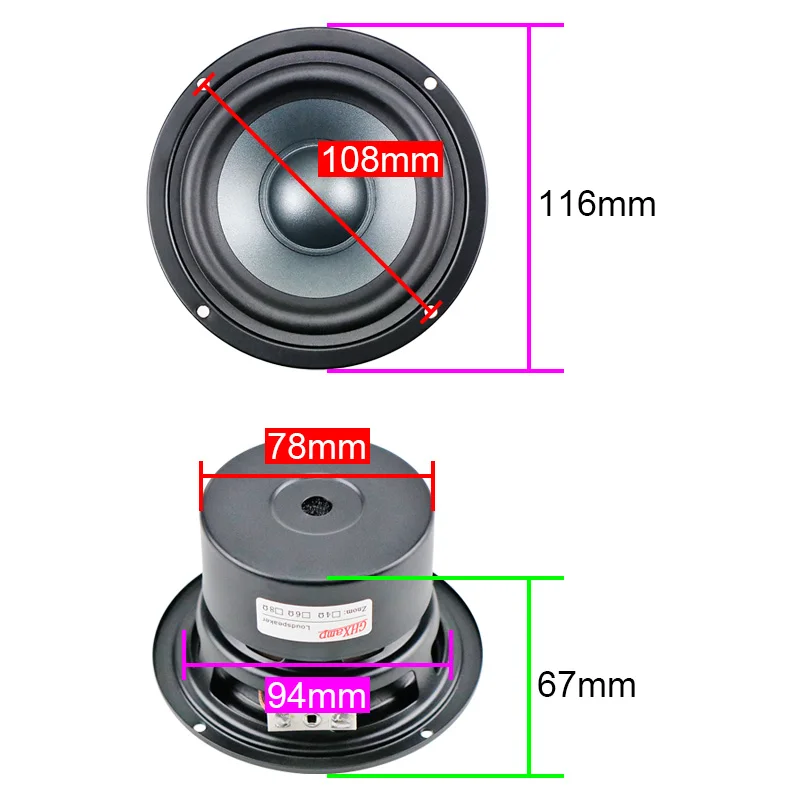 GHXAMP 4 Inch Midrange Speaker 4Ohm 25W Three-way Loudspeaker Dual Magnetic Cotton Fiber Cone For Car 5.1 Cinema Audio Unit 1PC
