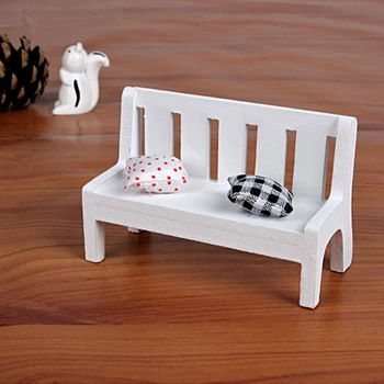 

Cute Decorative Stool Durable Home Pillow Dollhouse Mini Sofa Crafts Wood Ornament