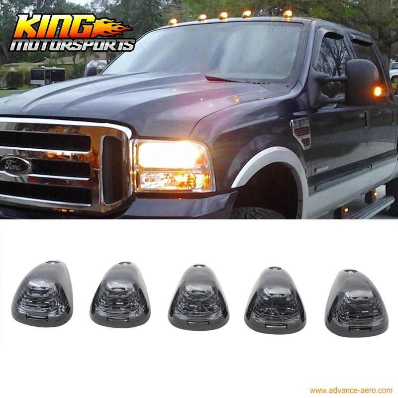 Подходит для Ford Dodge Truck Triangle Lens Top Led Cab Roof Lights Lamps 5 шт. набор Smoke USA Domestic Бесплатная