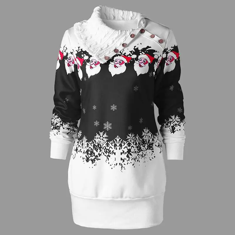 

Women’s Christmas Santa Claus Cowl Neck Long Sleeve Mini Slim Fit Dress Winter