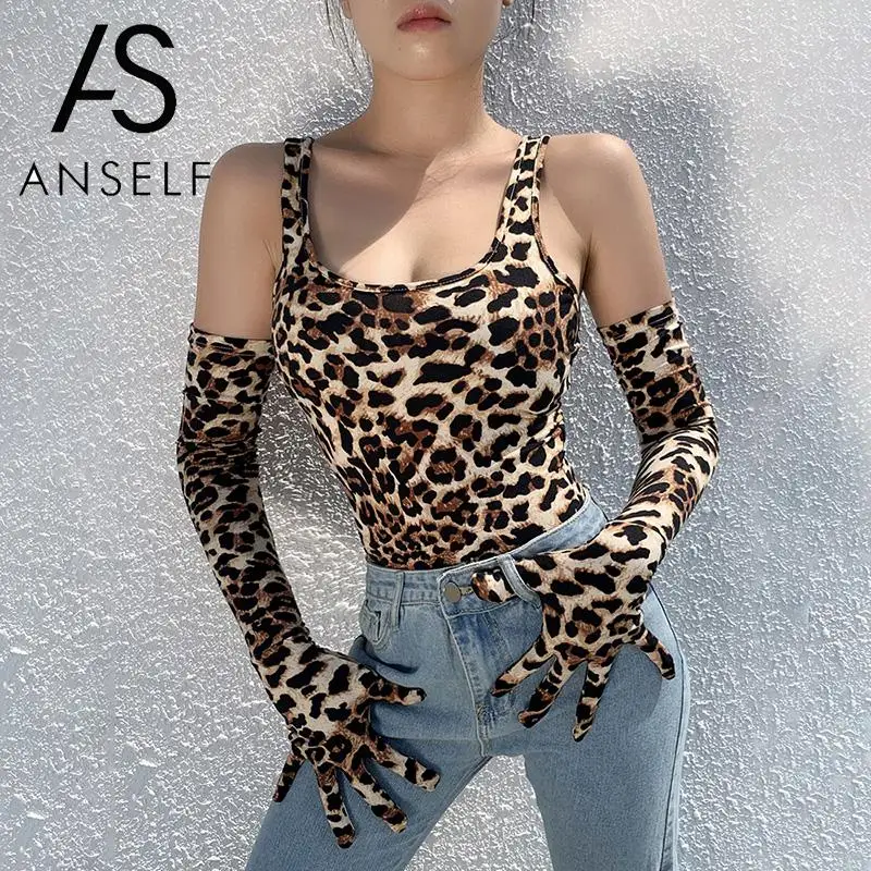 Женский боди с леопардовым принтом комбинезоны низким круглым вырезом без