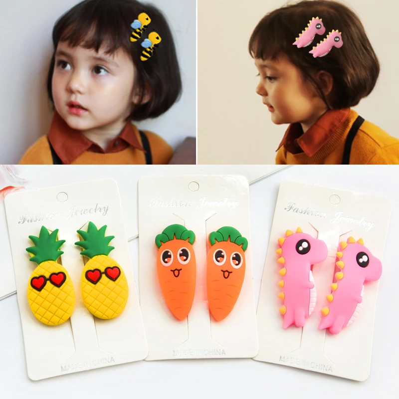 

5Pcs/Set Silicone Hair Clip For Baby Kids Hair Accessories Fruit Animal Hairpins Children Safe Soft Hairgrip Headwear