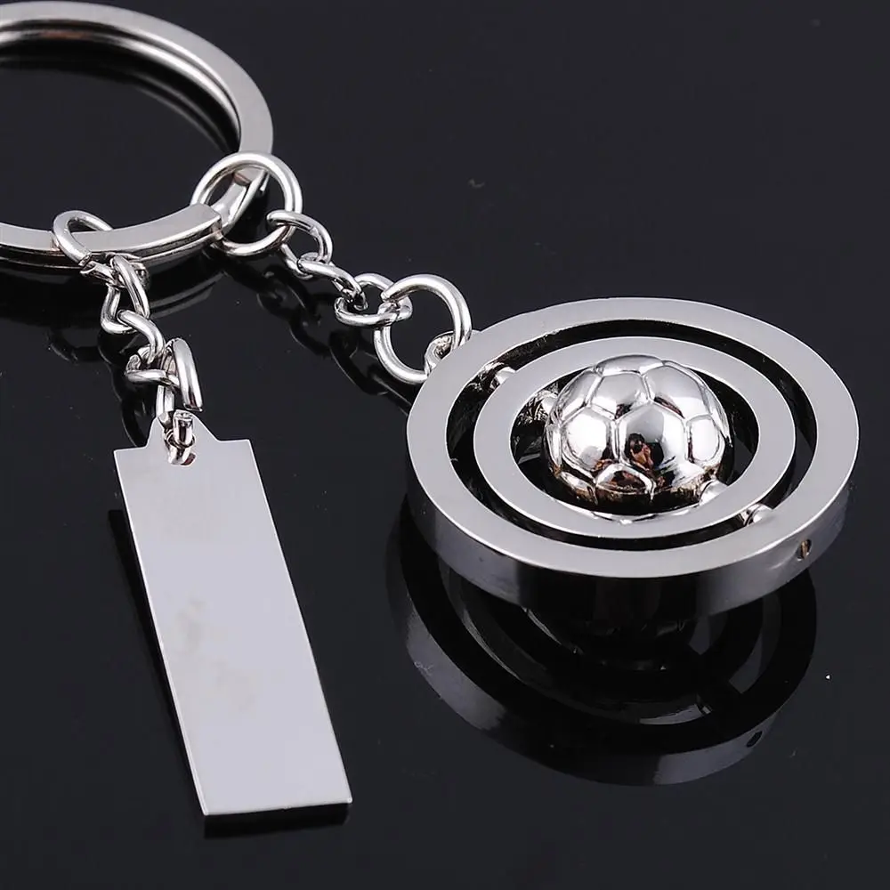 Custom Logo Phone Number Name Keyring World Cup Design Silver Sports Football Golf Keychain Mini Rotate Ball Dangle Key Chains