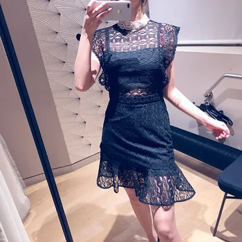 

Women Dress 2019 Spring and Summer New Openwork Pattern Sleeveless Dress