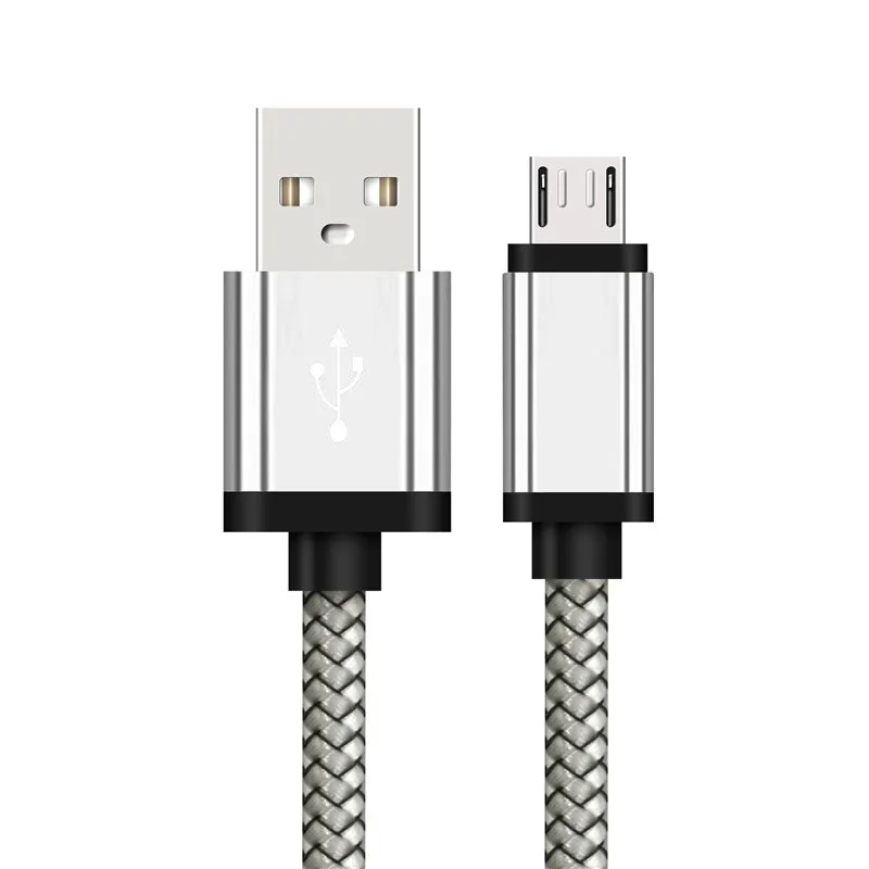 3/6/10ft плетеный кабель микро Тип usb-C быстрая Зарядное устройство быстрой зарядки передачи и синхронизации данных зарядный кабель для iPhone 7 8 X XS samsung Galaxy S8 Plus/Note 8 - Цвет: Silver  Micro USB