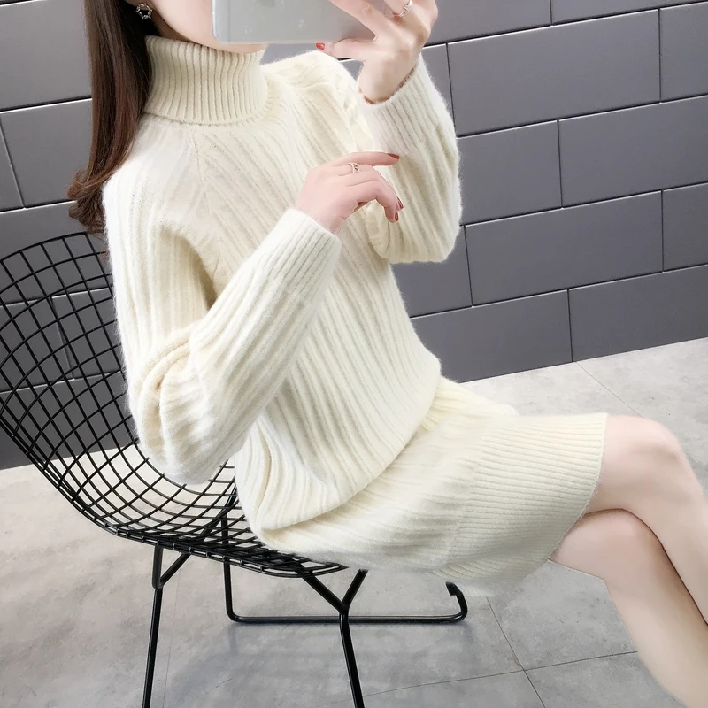 OHCLOTHING номер 153824, строке 2 предмета с принтом No. 7, средний] сделать Настоящее фото Новинка сплошной двумя отворотами, средней длины платье-пуловер 59