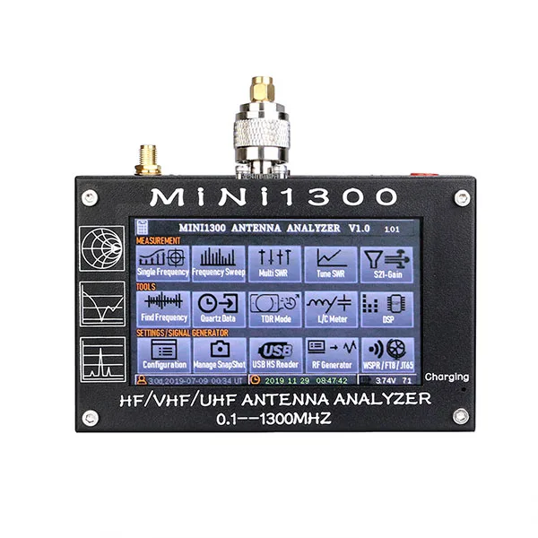Retevis Mini 1300 HF/VHF/UHF 0,1-1300 МГц КСВ антенный анализатор с 4,3 дюйма ЖК-сенсорной антенной для радио