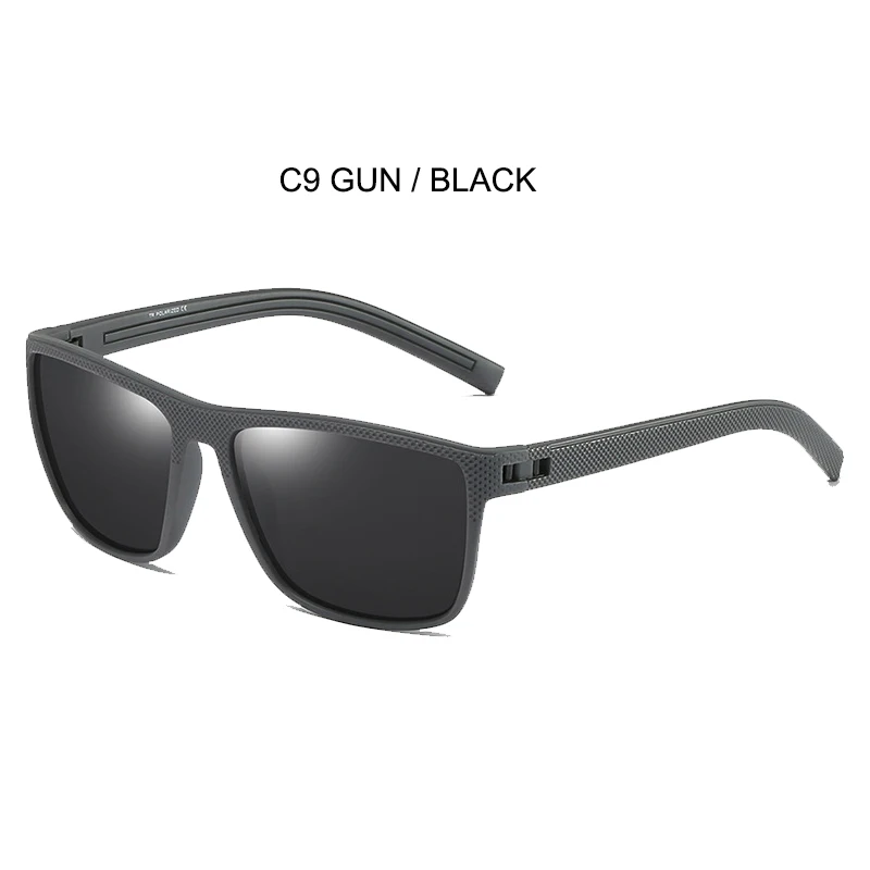 C9 GUN-BLACK SIMPRECT TR90 поляризационные солнцезащитные очки мужские водительские UV400 квадратные солнечные очки Ретро Винтажные Солнцезащитные очки для мужчин антибликовые очки - Цвет линз: C9 GUN-BLACK