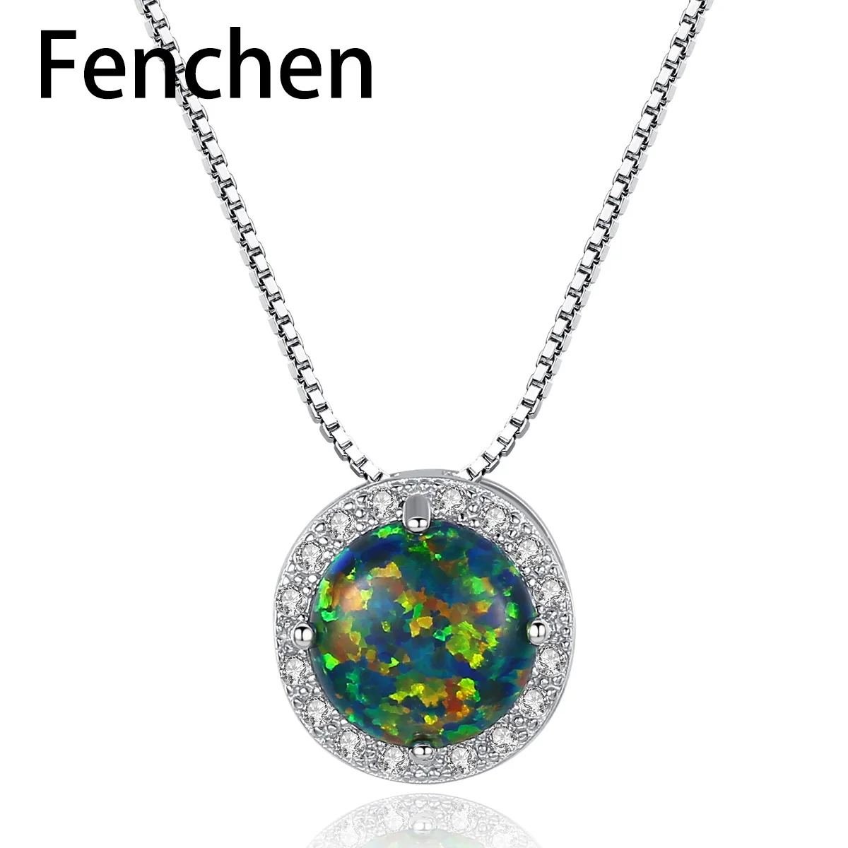 

Fenchen Pure 925 Sterling Silver Round Pendant Necklaces for Women Party Luxury CZ Exquisite Kolye Three Colors Jewelry AN126