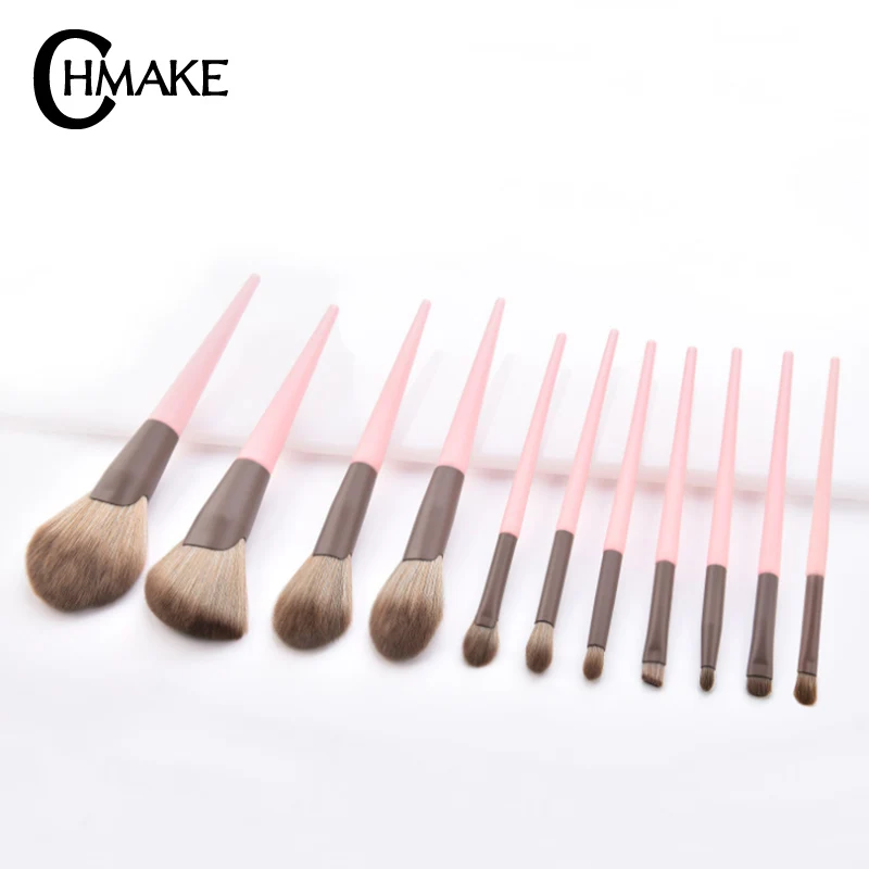 Chmake 11 шт. розовые кисти для макияжа Профессиональные кисти для макияжа Высокое качество кисть для теней для век