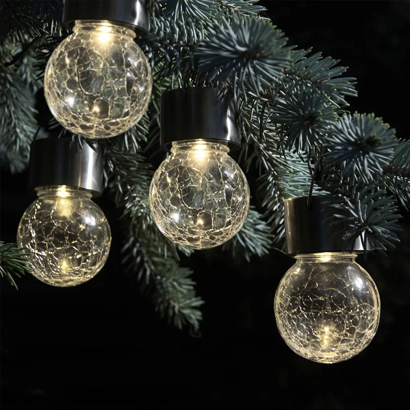 

Manufacturers Direct Selling LED Crack Glass Ball Hanging Lights Solar Crack Ball Lamp Garden Colorful Decorative Lights