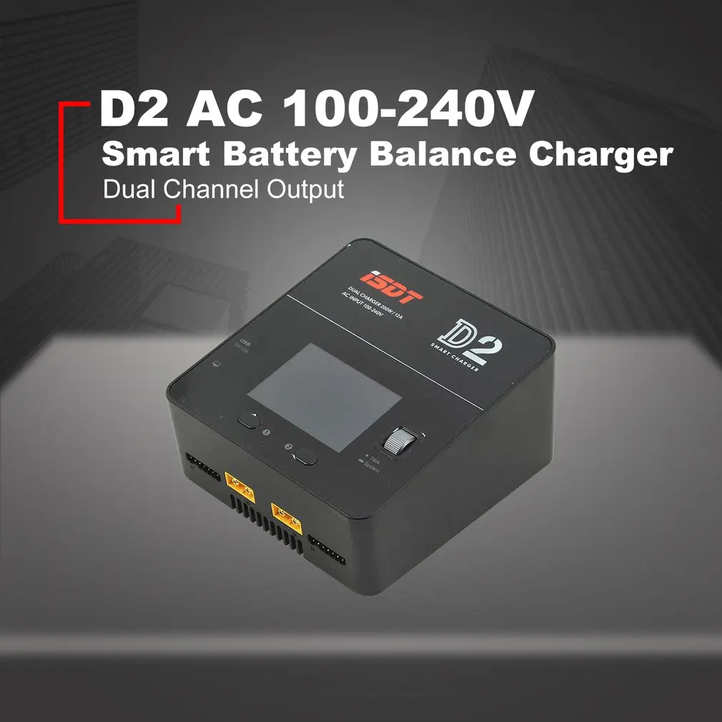 ISDT D2 200 Вт 24A AC 100-240 В двухканальный выход умный аккумулятор баланс зарядное устройство с ЖК-дисплеем для жизни/Lilon/LiPo батарея