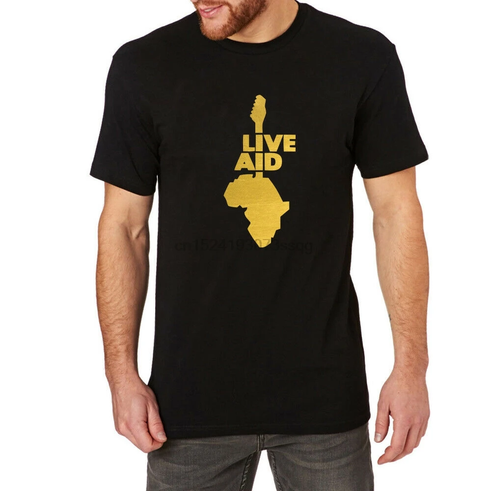 Для мужчин s Live aid музыкального искусства Фольга принт Повседневное футболки