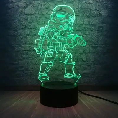 Black base 7 3D Звездные войны, Звезда смерти BB8 ночник 7 цветов меняющийся светодиодный настольная лампа с иллюзией для детей прикроватный Декор Usb Touch Lampara подарки - Испускаемый цвет: Black base 7