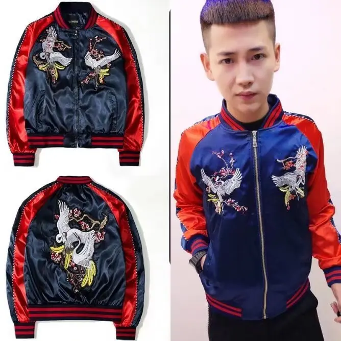 

2018 Deft Reds Celebrity Style Spring And Autumn Baseball Uniform Embroidered Hong Kong Style Loose-Fit Coat Fashion Stand Colla