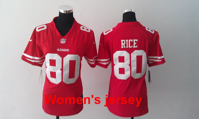 A+++ женщины все сшитые Сан-Франсиско s Joe Монтана 42 Ronnie Lott 80 Jerry Rice 82 Torrey Smith 81 Anquan Boldin Джерси - Цвет: Коричневый