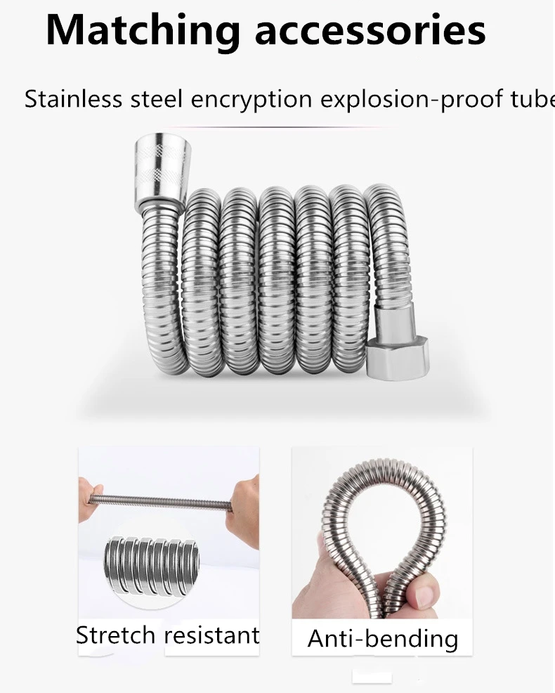 Shower hose 1.5m Вращающаяся на 360 градусов Регулируемая водосберегающая душевая головка 3 режима душ давление воды с кнопкой управления водой набор для ванной комнаты - Цвет: Shower hose 1.5m