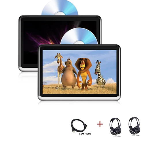 10,2 дюймов Android 6,0 CD DVD плеер сенсорный экран ips 1366*768 TFT-LCD подголовник автомобиля мониторы с Wi Fi Bluetooth зеркальная поверхность подключение - Color: 2X2HeadsetX1.0 HDMI
