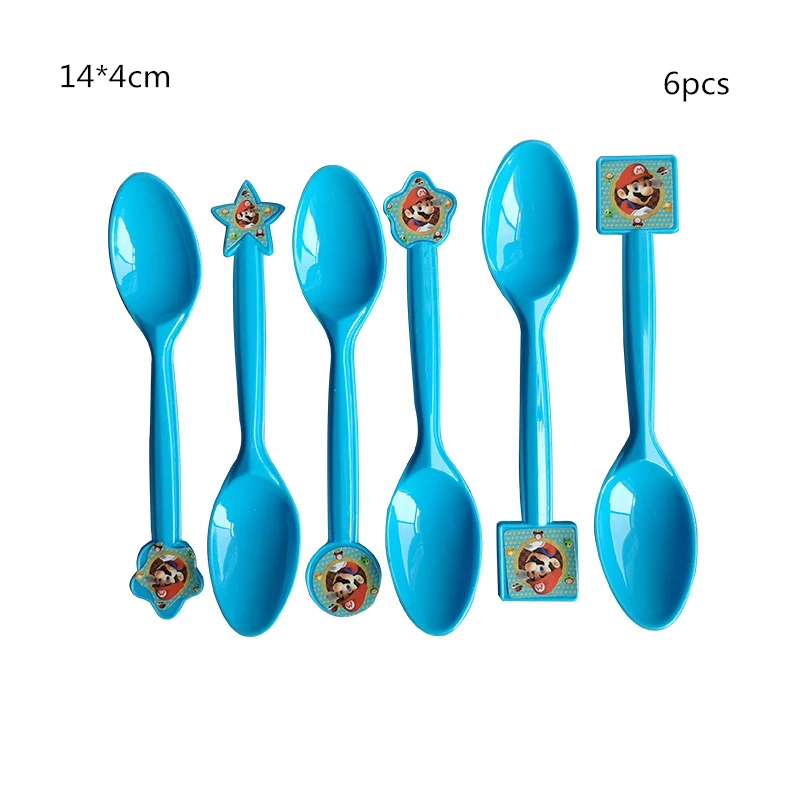 

Super Mario Theme 6PCS Boy Birthday Party Cartoon Plastic Knives Forks Spoons Festival Disposable Tableware Decoration Supplies