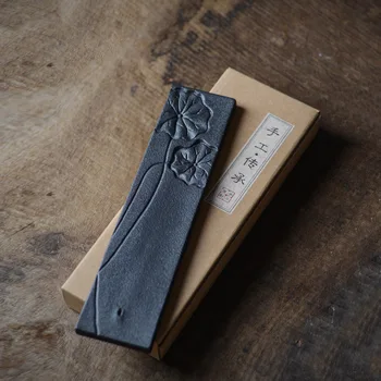 

Carving Lotus Leaf Landscape Originality Ceramics Joss Stick Insert Japanese Incense Tray Manual Carving Aromatherapy Burner