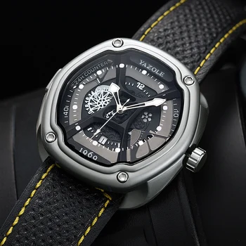 

YAZOLE 462 Hot Fashion Sports Style Men Wristwatch High Quality Quartz Movement Water Resistant Luminous Hands Calendar Function