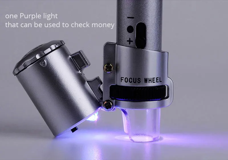 100x Фокус регулируемый Ручка стиль Карманный микроскоп с светодиодный светильник Портативный Лупа осмотр ювелирных изделий
