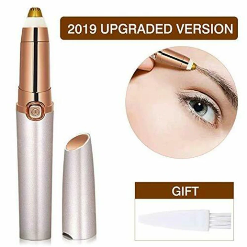 

Hot Mini Electric Eyebrow Trimmer Lipstick Brows Pen Hair Remover Painless Eye brow Razor Epilator with LED Light DropShipping
