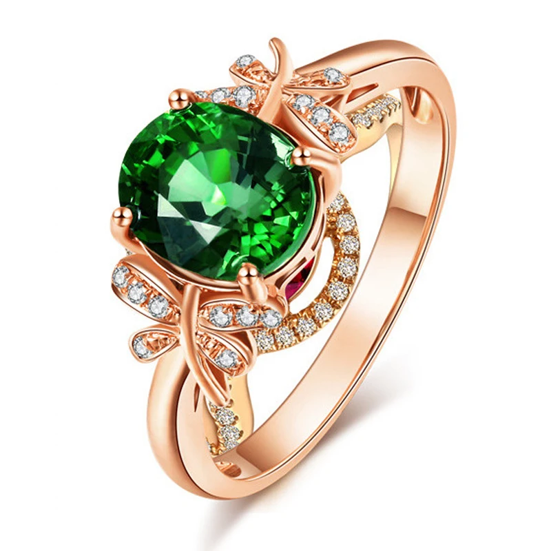emerald ring 925 silver jewelry for female
