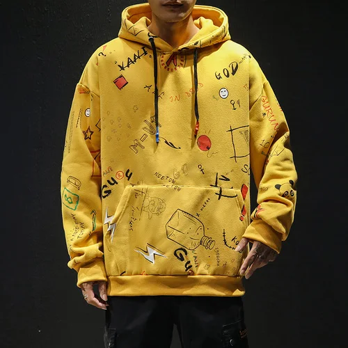yellow Мужские s толстовки флисовые Harajuku уличная хип хоп толстовка мужские женские желтые толстовки с капюшоном Мужской Хлопковый пуловер с капюшоном - Цвет: yellow