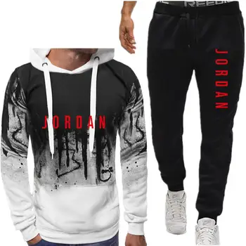 

Tracksuit Men 2 Pieces Sets Hooded Sweatshirts Autumn Winter Men's Clothes Pullover Hoodies Pants Suit Ropa Hombre Plus Size-3XL