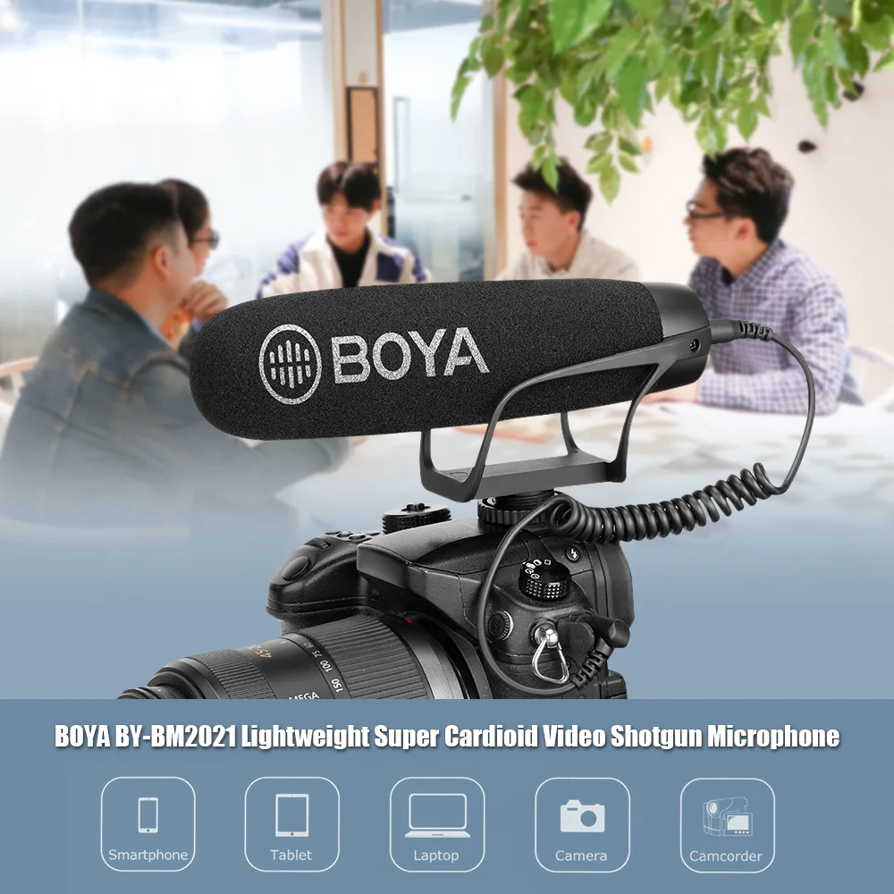 

BOYA BY-BM2021 Lightweight Super Cardioid Video Shotgun Microphone Mic for Smartphone DSLR Cameras Camcorders PC Audio Recording