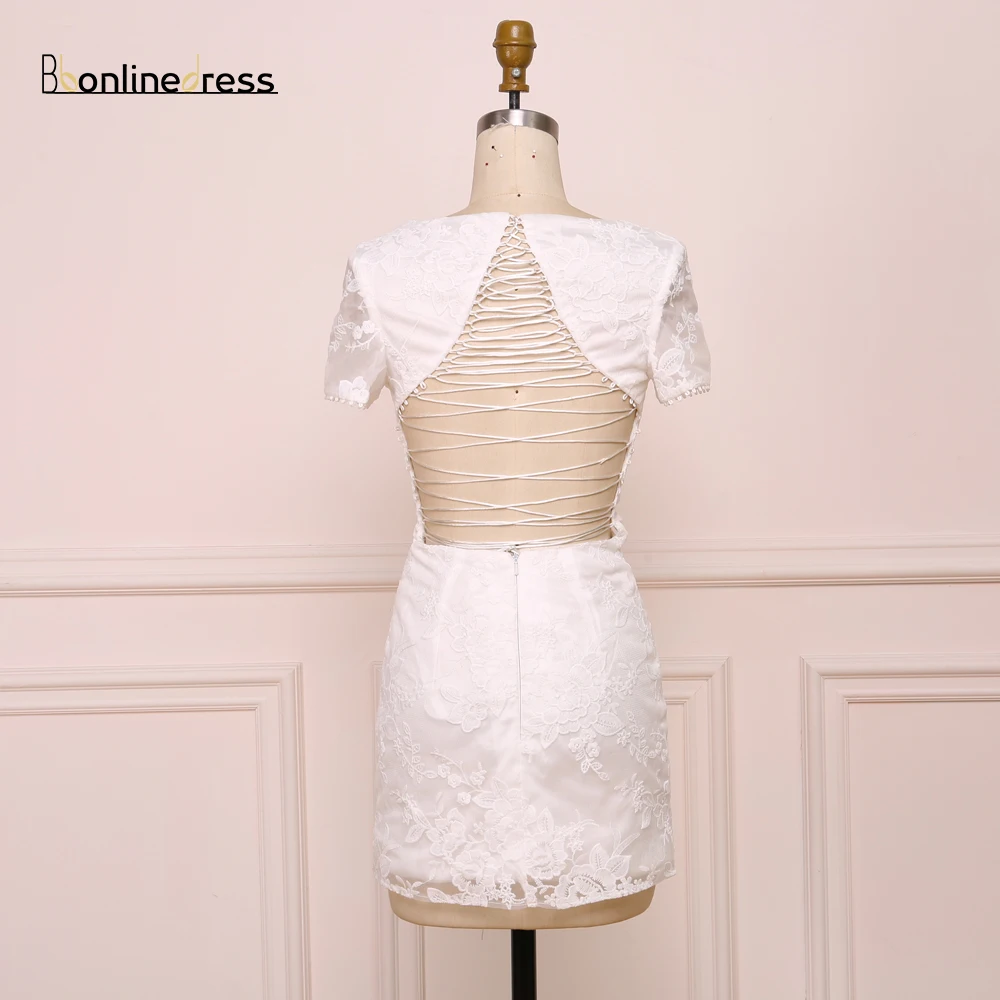 Bbonlinedress сексуальное Белое платье для выпускного вечера в короткое платье с открытой спиной для выпускного Коктейльные Платья Vestidos de fiesta cortos