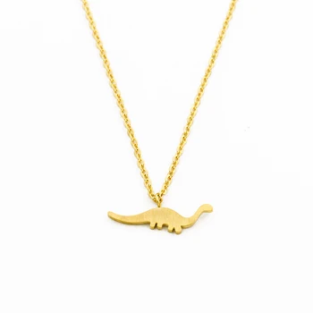 

Wholesale 10pcs/lot Big Dinosaur Pendant Necklace Women Kids Jewelry Stainless Steel Gold Color Chain Collares De Moda 2020