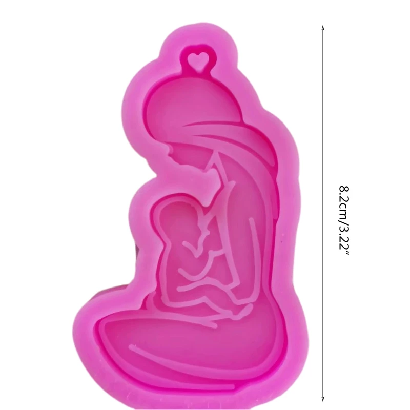 DIY Glossy Breastfeeding Mother Keychain Silicone Mould Crafts Polymer Jewelry Necklace Making Tool Epoxy Resin Mold
