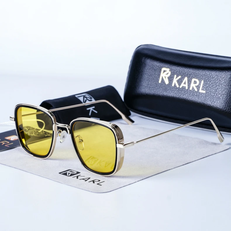 Карл Квадратные Солнцезащитные очки Мужские Роскошные брендовые металлические ретро стимпанк градиентные солнцезащитные очки для мужчин и женщин Оттенки Kabir Singh солнцезащитные очки