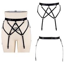 Ремешки ремень-подвязка пояс клетка талии чулки с подтяжками ремни эластичная Регулировка выдалбливают бондаж трусики Фетиш готика Rave