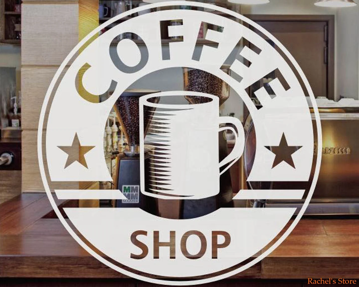 

Coffee Shop Logo Takeaway cup Cafe Shop vinyl sticker Window Wall art sign decor