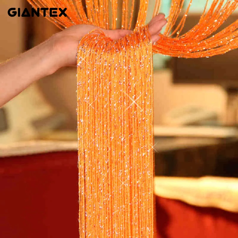 

Shinny Tassel Flash Silver Line String Curtain Window Door Divider Sheer Curtains Valance Home Decoration 0.95x1.95m U0604