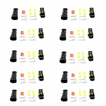 

10 Kit 2 Pin Way Sealed Waterproof Electrical Connector Plug Terminal Connector Plug Set For Motorcycle Scooter Truck Boat