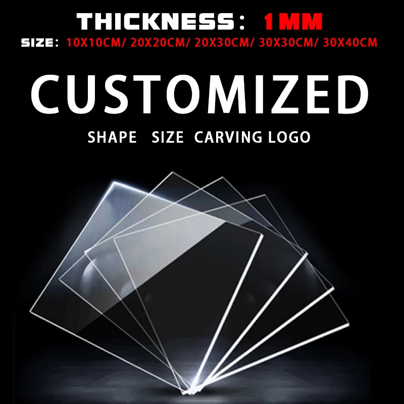 

1MM Thickness Acrylic Board Plexiglass Transparent Clear Plastic Sheet Organic Glass Polymethyl Customized size Free Shipping