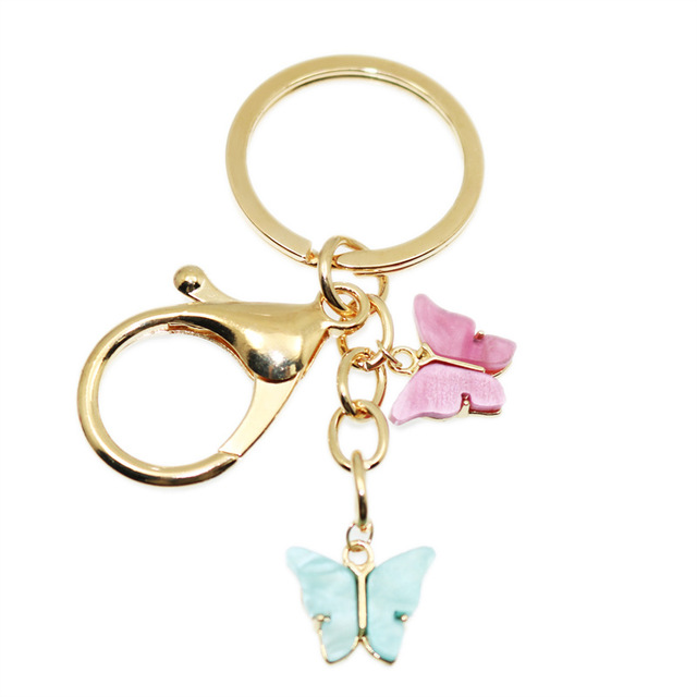 Styles Enamel Colorful Butterfly Pendant Keychain Insects Car Key Rings Women Bag Accessories Jewelry Christmas Xmas Gifts