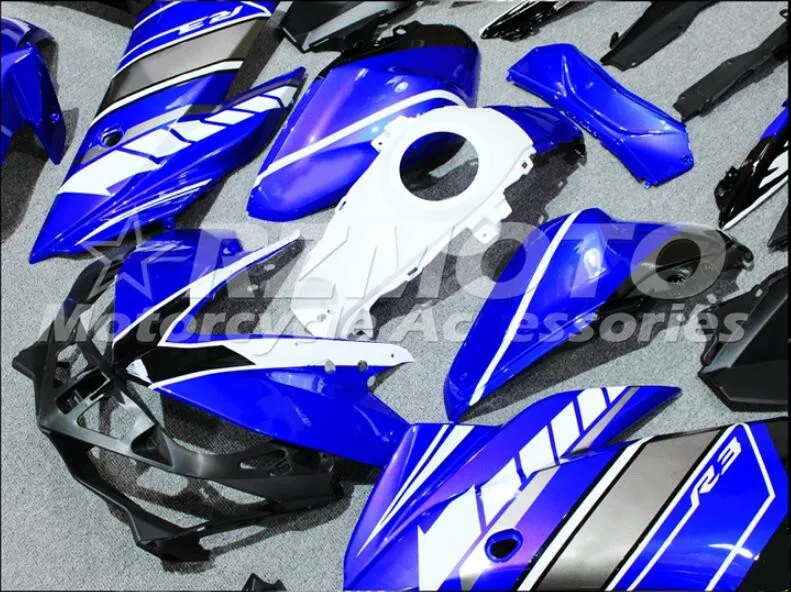 ABS литьевой формы мотоцикл Обтекатели подходит для YAMAHA R3 R25- 15-19 обтекатель кузова набор на заказ синий белый черный