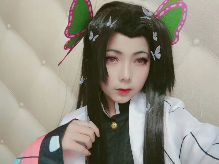 Убийца демона: Kimetsu no Yaiba Kochou Shinobu косплей парик головной убор Kochou Kanae бабочка головной убор