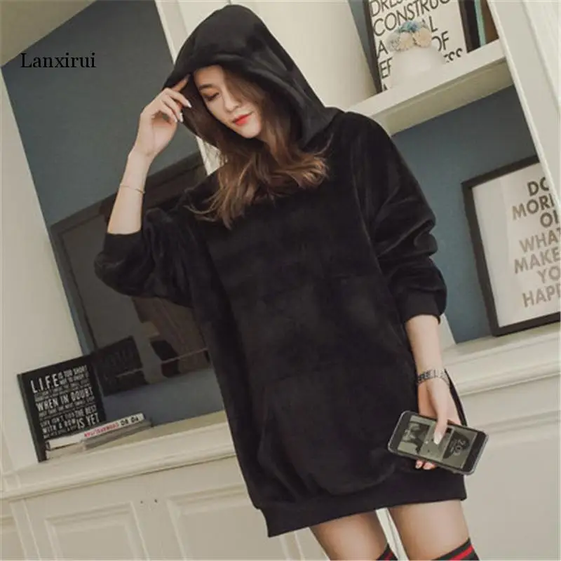 Double Gold Velvet female Sweatshirt New Women Spring Autumn Harajuku BF Loose Thickened Plus Velvet Hooded Hoodies Double Gold Velvet female Sweatshirt New Women Spring Autumn Harajuku BF Loose Thickened Plus Velvet Hooded Hoodies