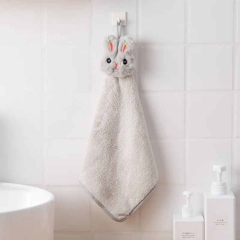 

Cartoon Hanging Handkerchief Towels Washcloths Soft Coral Velvet Towels Dishwashing Handkerchief Towels Kitchen Bathroomed