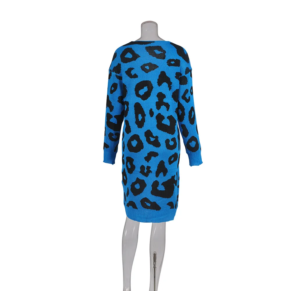 BKMGC, зимний длинный кардиган с леопардовым принтом, модные теплые женские свитера с рождественским принтом, вязаный кардиган, свитер